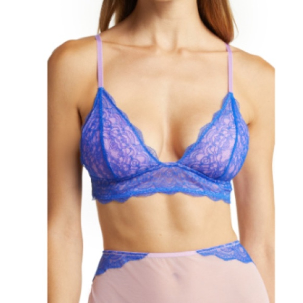 Dora Larsen Lace Bralette in Blue